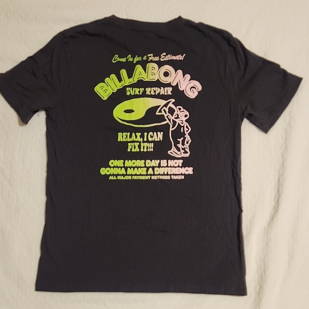 Billabong Kids Charcoal Tee with Neon Accents - Picture 3 of 3